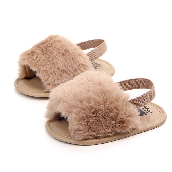

baby infant girls soft sole shoes plush slide sandal summer toddler sandal princess non-slip crib shoes, Black;red