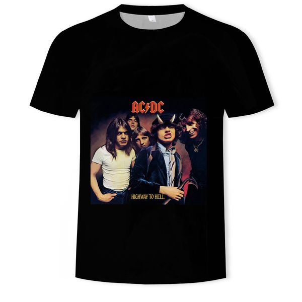 

mensacdc band 3d digital printing round collar t-shirt, White;black