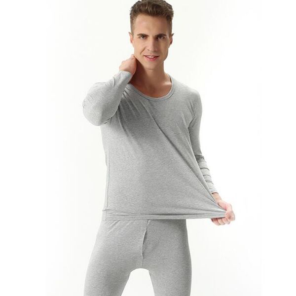 

autumn winter cotton o-neck warm long johns set for men ultra-soft solid thin underwear men's pajamas plus size, Black;white