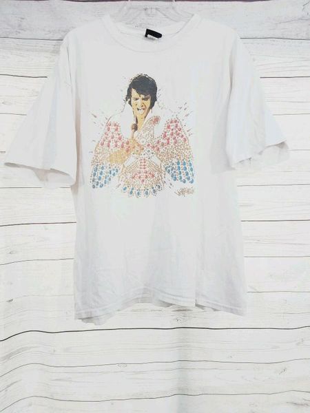 

vintage elvis presley t shirt size xl white print t shirt men brand clothing, White;black