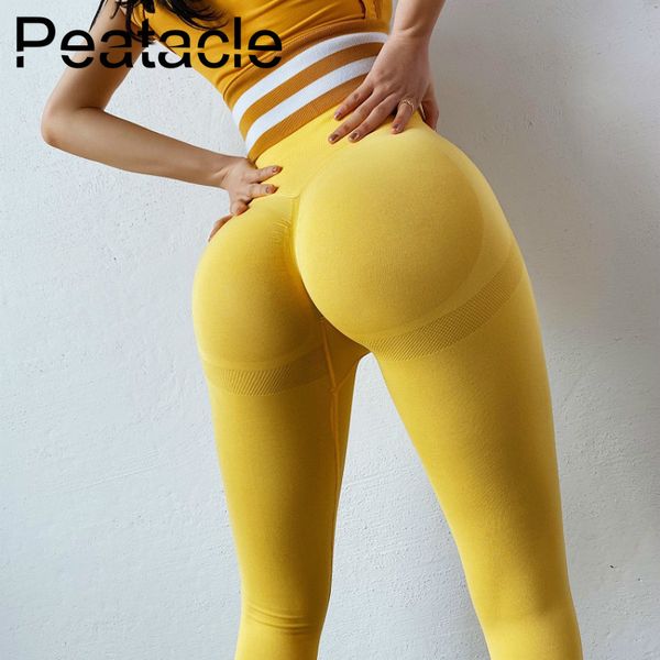 

peatacle leggins sport women fitness yoga pants high waist seamless scrunch buyellow super stretchy gym tights energy, White;red