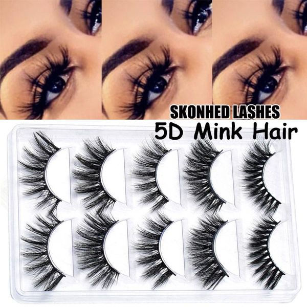 

5pairs 3d mink hair false eyelashes wispy flared natural/thick long eye lashes crisscross eyelash extension makeup beauty