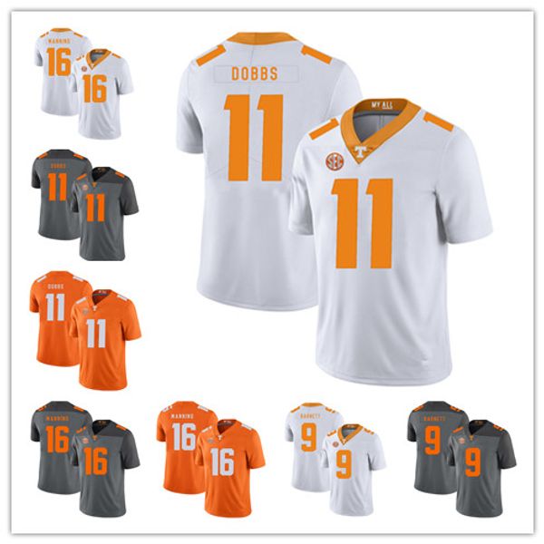 

tennessee volunteers 16 peyton manning 11 joshua dobbs 9 derek barnett mens college football stitched jerseys, Black