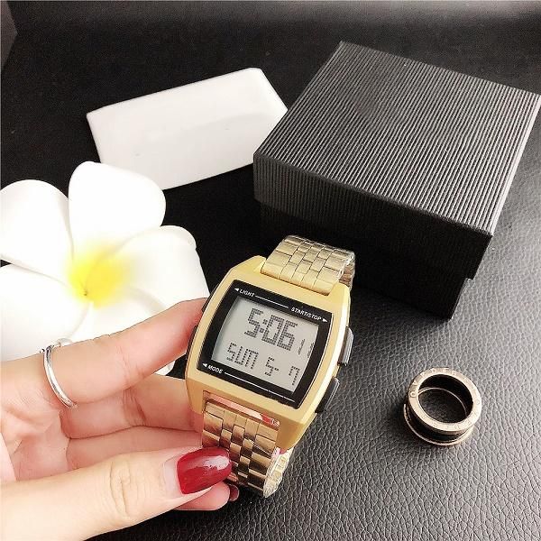 

casual fashion led men's electronic watch square ladies digital watch dz7333 steel belt ing, Slivery;brown