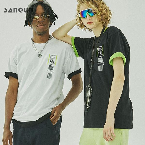 

2020 brand trendy letter printed t-shirt men's european and american hip-hop sports men's loose short-sleeved t-shirt, White;black