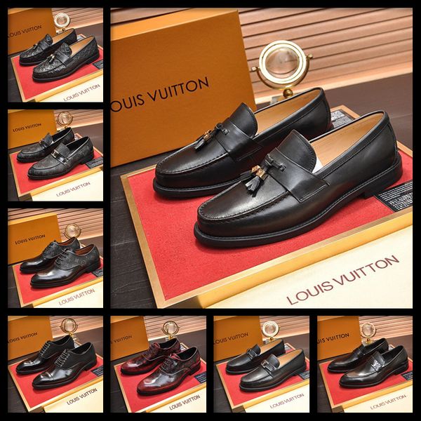 

18ss luxury classic mens brogue oxfords dress shoes leather brown pointed toe lace up male formal footwear wedding party, Black