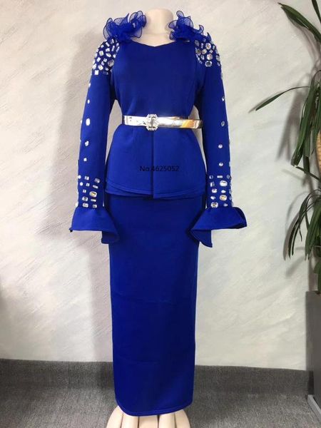 

new african women's clothes dashiki super quality space layer lace waist lotus nail bead long sleeve wrap hip dress, Red