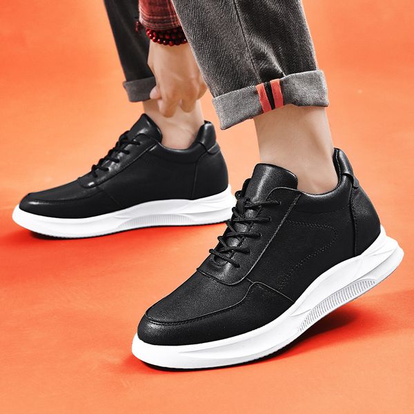

daddy shoes men's shoes heighten men's 8cm trend wild sports white 2019 new heighten 10cm, Black