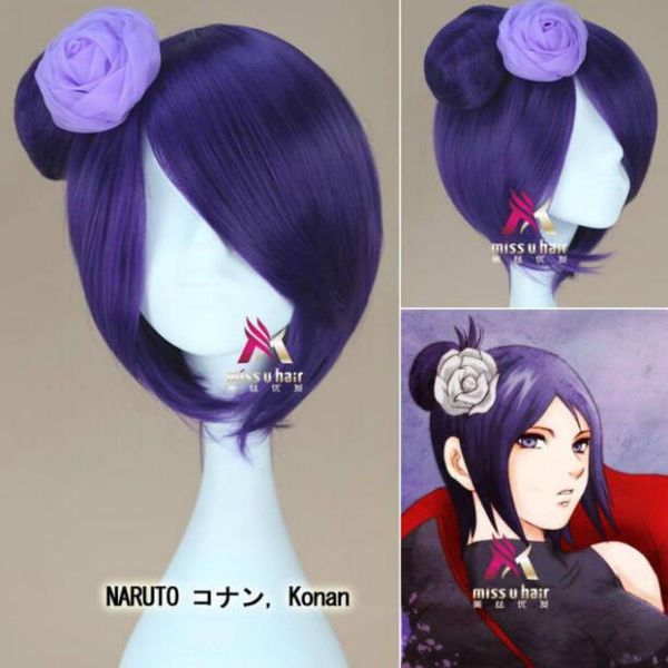 

wig naruto konan short dark purple cosplay party wig hair ing
