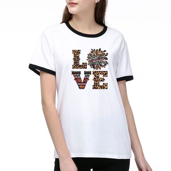 

women's t-shirts 2020 summer new womens fashion love print short sleeves t-shirt casual women breathable tee 2 color size s-2xl, White