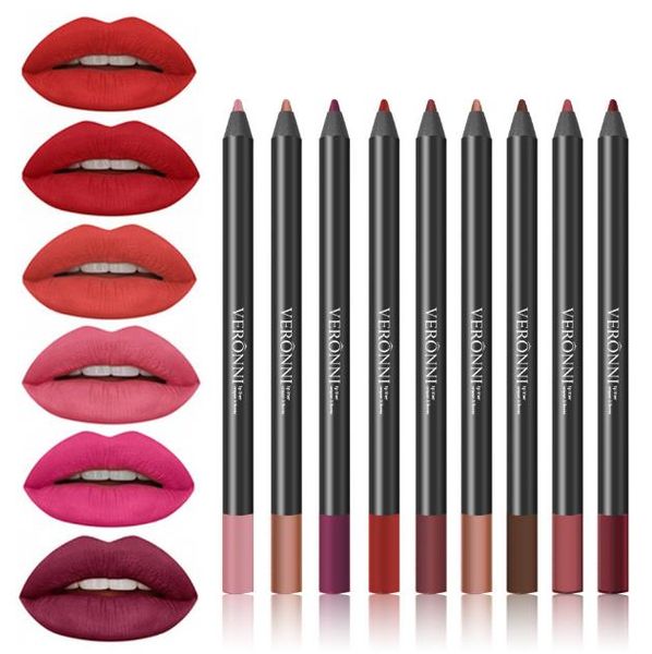 Großhandel-neue heiße Lippenstift Bleistift Frauen professionelle LIPLINER wasserdichte LiP-Liner-Bleistift 9 Farben Makeup-Werkzeuge