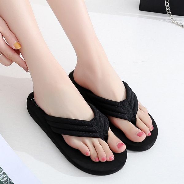 

sagace 2018 summer korean eva flip-flop female slip thick slope wedges sandals sandals apr10, Black