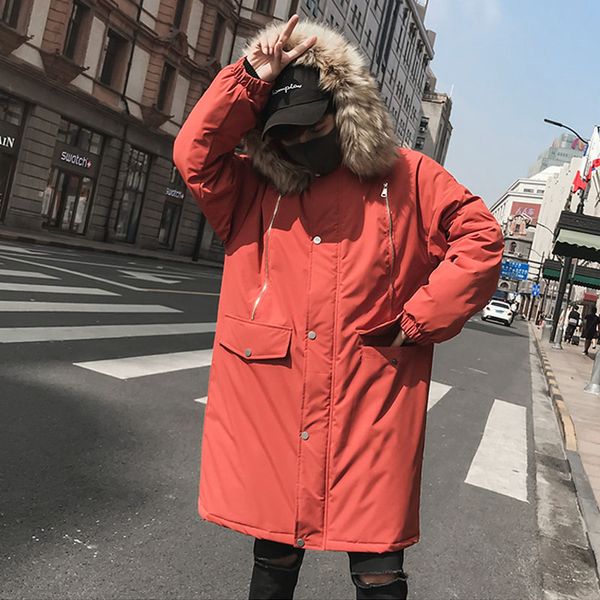 

2019 new thick longer coats men jacket winter overcoat men's trench jacket male warm winter parka men, Tan;black