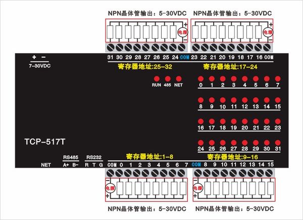 Freeshipping 32 canais DO NPN Transistor 100mA Output DO RS485 RS232 Modbus Módulo TCPRTU