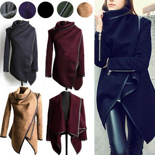 

autumn spring long colored trench coat women cashmere overcoat full size women coats fur manteau abrigos mujer, Black