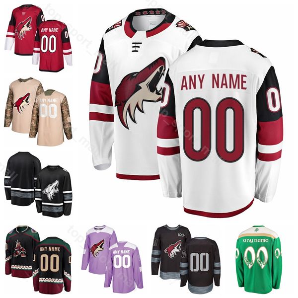 

custom arizona coyotes hockey 33 alex goligoski jersey 25 nick cousins brad richardson lawson crouse oesterle jakob chychrun fights cancer, Black;red