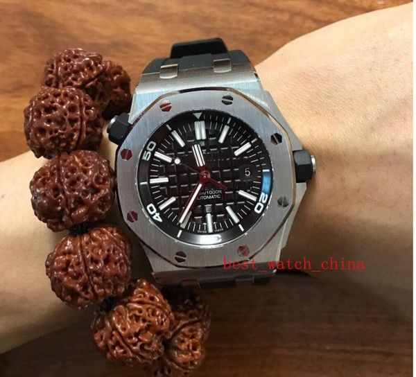 

n8 factory 2019 new luxury 15703 black dial 42mm rubber strap bands automatic mens watch watches the latest version sale, Slivery;brown