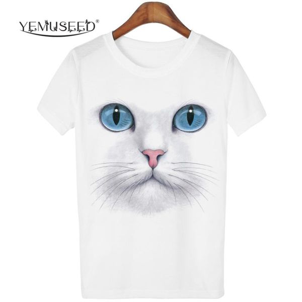 

yemuseed 3d harajuku cat t shirt women casual kawaii blusa tumblr t-shirt tees plus size xl, White