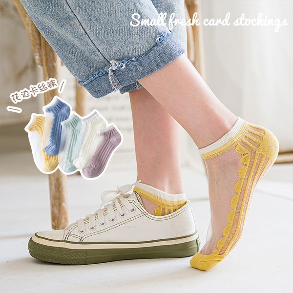 

sock female summer thin section all-match socks shallow mouth lovely breathable comfortable, Black;white