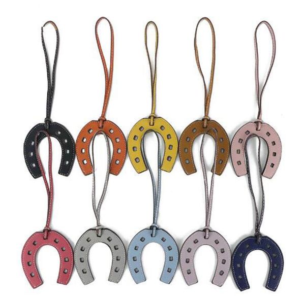 

11colors PU Leather Horse Hoof Horseshoe Keychains Handbag Key Chains Ring Holder Charm Women Bag Purse Accessories