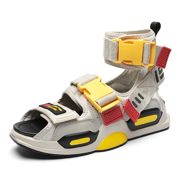 

summer 2020 personality high-sandals korean trend men's casual breathable beach shoes, Black