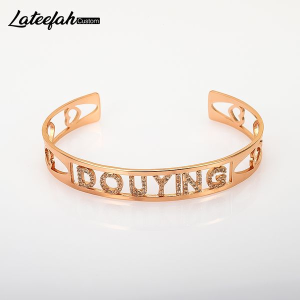 

lateefah custom name id bar bracelet gold cubic zirconl initial charm bracelets for women personalize jewelry friends gift, Black