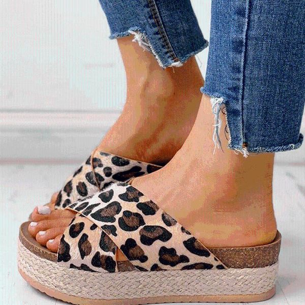 

slippers sarairis 2021 plus size 44 ins snake leopard sandal leisure shoes platform vacation summer women, Black
