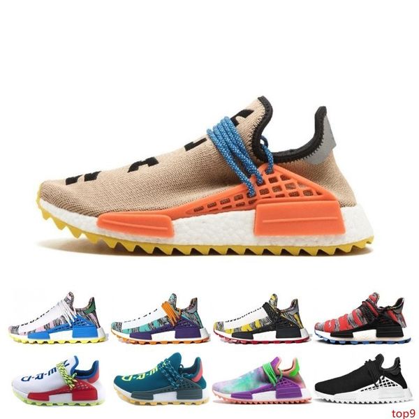 

designer human race trail solar afro pack running shoes men women nerd pharrell williams hu solarhu black white sports sneakers size 36-47