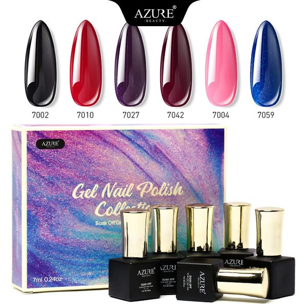 

beauty 6pcs/lot autumn color led gel nail polish long lasting soak off salon gel nail varnish semi permanent enamel, Red;pink