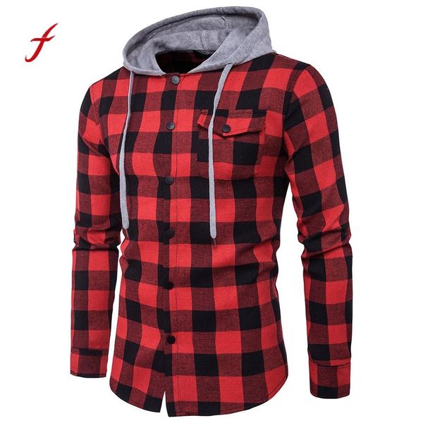 

2018 clothes men's autumn casual plaid shirts long sleeve pullover shirt hoodies pullover us cpma dropshipping, White;black