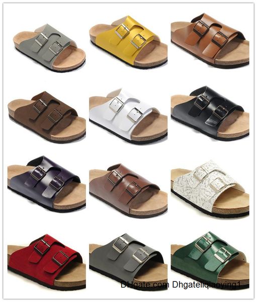 

2020 18 colors men women zurich flat heel sandals with buckle wholesale summer beach casual flip flops genuine leather slippers, Black