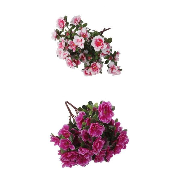 

4pcs artificial fake azalea flowers indoor outdoor greenery shrubs plants bushes wedding holiday decor