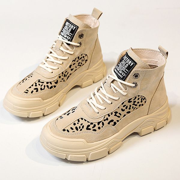 

women ankle boots platforms shoes leopard print black plus velvet warm winter fur boots ladies punk faux suede slim female