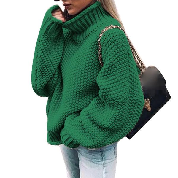 

fashion women solid color turtleneck batwing sleeve knitted sweaters autumn loose pullover sweater for women, White;black