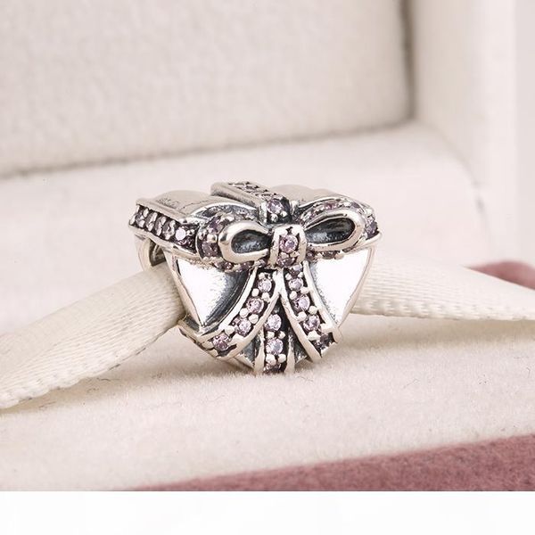 

fits pandora diy charms bracelet 2015 new authentic 925 sterling silver pave sparkling pink zircon heart gift charms for women jewelry, Bronze;silver