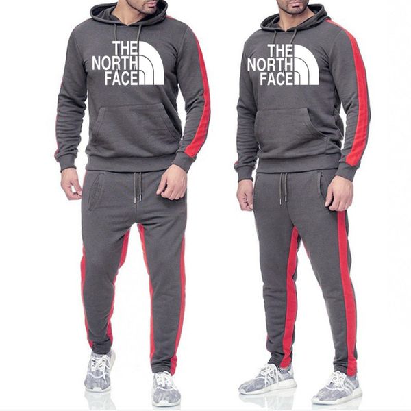 

the north nf mens brand hoodies tracksuits autumn pocket casual sweatsuit sportswears patchwork sweatshirt+pants 2pcs clothing sets c101507, White