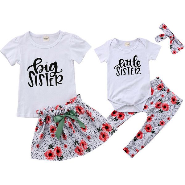 

usa kid baby girls big/little sister romper pants t-shirt dress outfits clothes, Black;blue