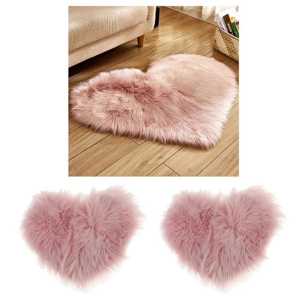 

2x heart shaped love area rug shaggy carpet mat for bedroom 30x40cm