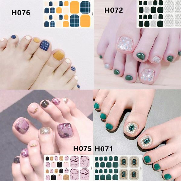 

2019 22tips korea toe nail sticker wraps adhesive decals toenail polish strips diy pedicure foot decals manicure women, Black