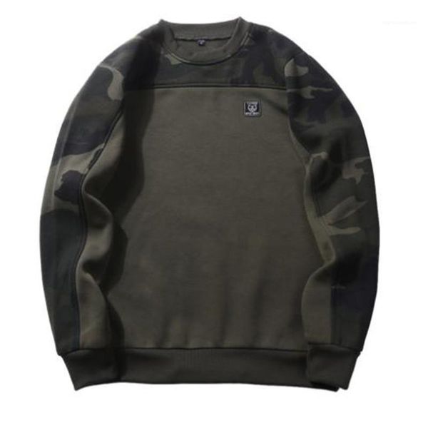 

crew neck pullover sweatshirts fashion mens hoodies camouflage panelled mens designer hoodies casual fleece street style loose long sleeved, Black