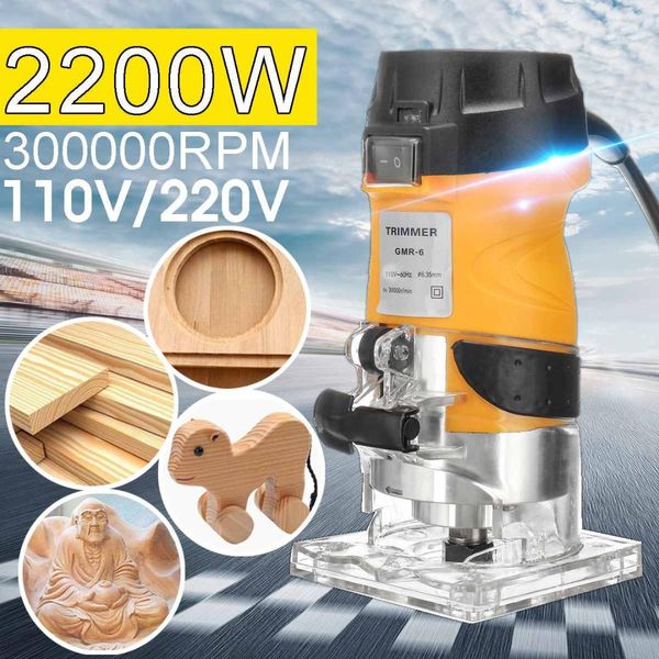 

electric hand trimmer 1/4'' 50hz 110v 220v 2200w 30000r/min wood laminator router caving machine tools for woodworking