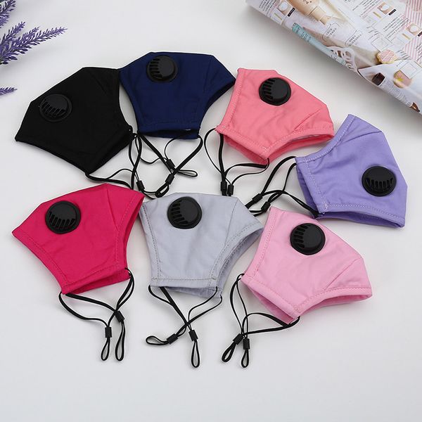 

7 Стилей Solid Color Cotton Дыхательного клапан маска Unisex Защитные Anti-Dust езда Маски РМ2,5 противотуманна фильтрующая маска