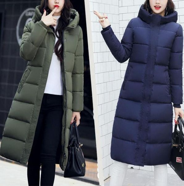 

2018 winter long coat female winter slim thick down cotton padded knee jacket, Black