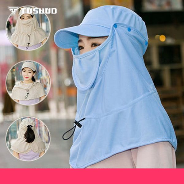 

tosuod summer female sunscreen mask full face detachable uv protection riding hood neck breathable sunscreen mask, Black