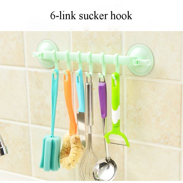 

suction cup hook 6 adjustable hooks home wall bathroom plastic kitchen traceless six towel hooks
