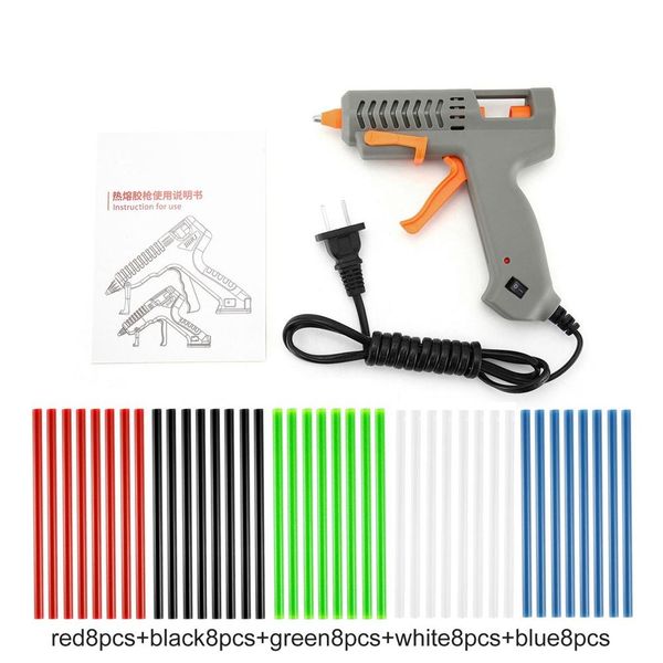 

rj805 60w grey melt glue gun with 70mm colorful/transparent/blue/black/green/red glue stick kits bonding tools set