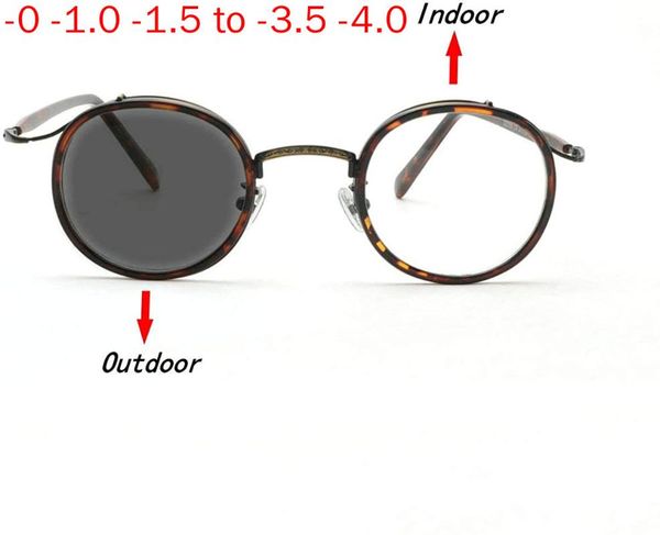 

round sun pchromic myopia eyeglasses optical men student finished myopia eyewear leopard glasses frame goggles nx, Silver