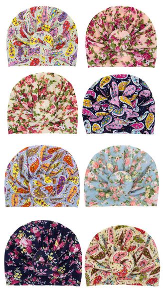 

newborn infant baby girls hat beanies bohemian turban knot head wraps kids ball knot flower headwear child donuts florals hats d3508, Slivery;white
