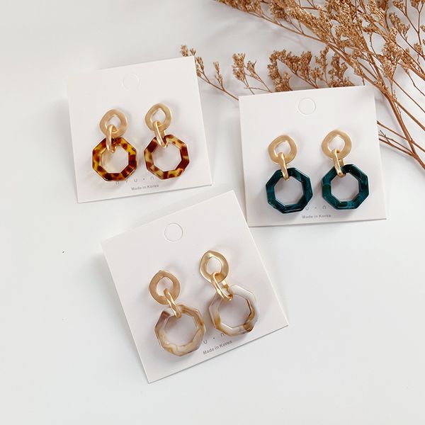 

geometric leopard acrylic circles drop earrings for women pendientes mujer, gold color earings fashion jewelry bijoux femme, Silver