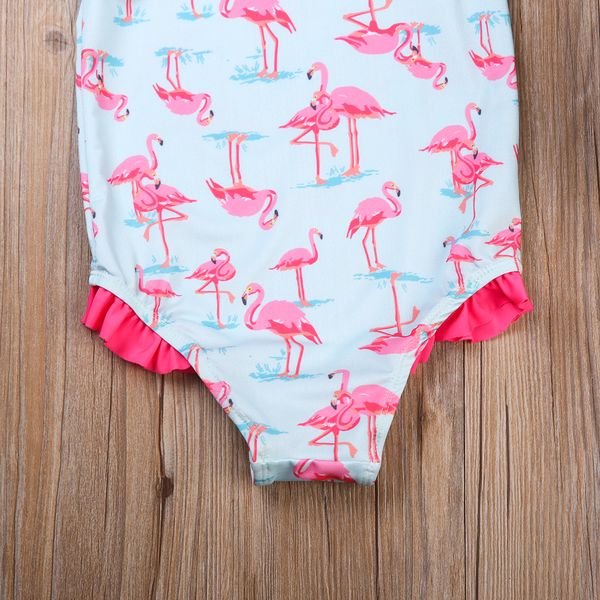 

for 2-7y kids toddlers girls flamingo print bikini swimsuit bathing suit beachwear swimwear holiday, White